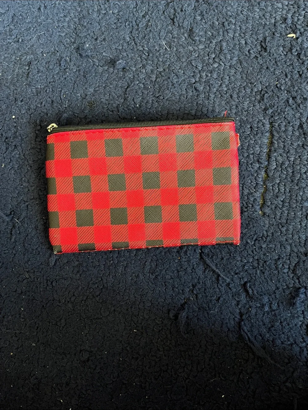 Red and Black Buffalo Plaid Zip Wallet